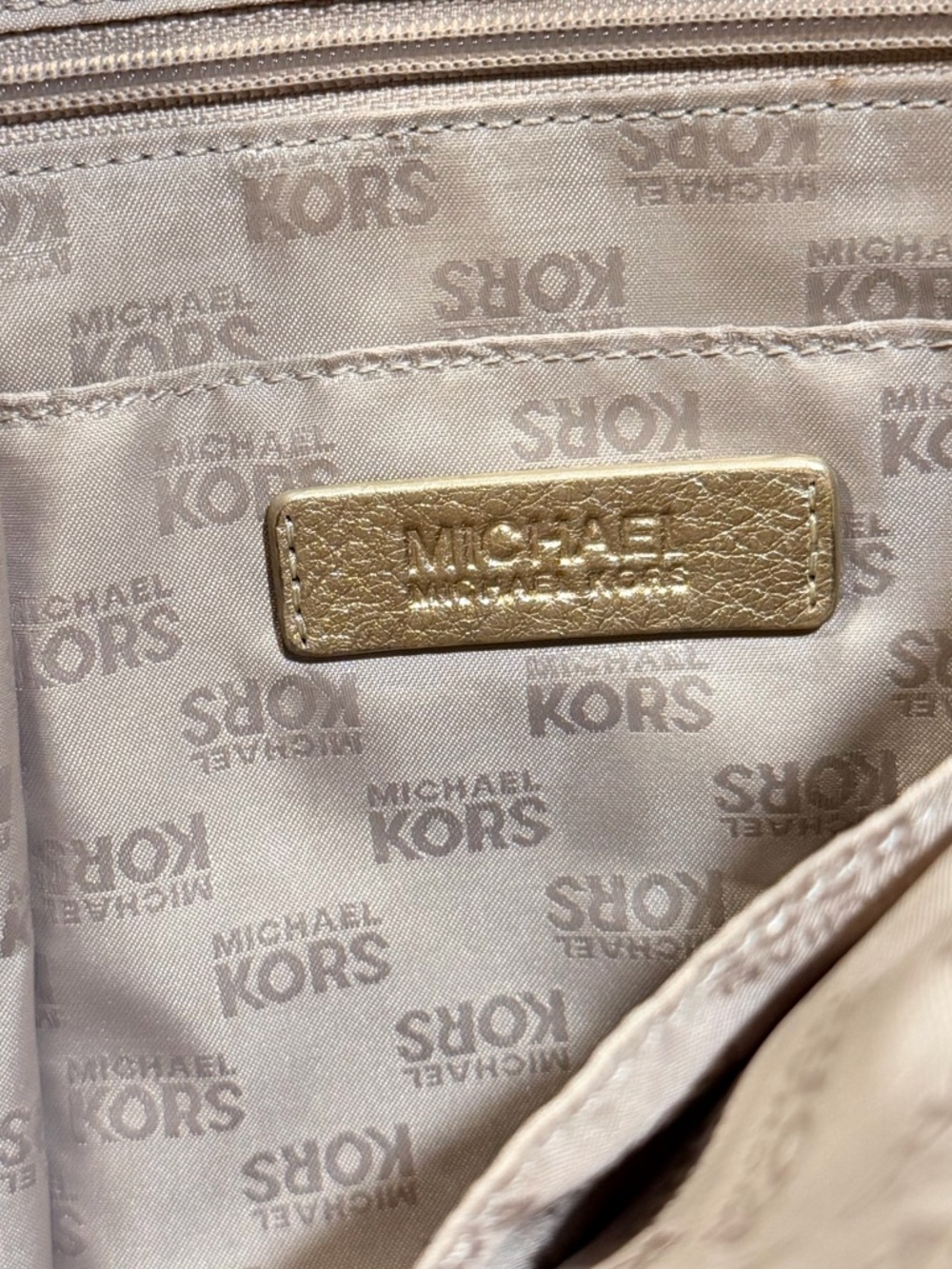 Michael Kors Monogram Sequin Stripe Tote Bag - Gold/Tan - Picture 12 of 15
